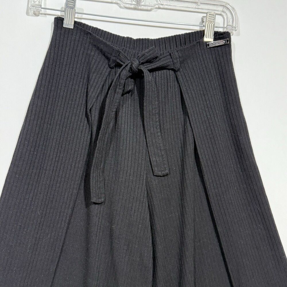 Betsey Johnson Performance Women Size XS Black Ribbed Wide Leg Cropped Pants - Picture 6 of 11